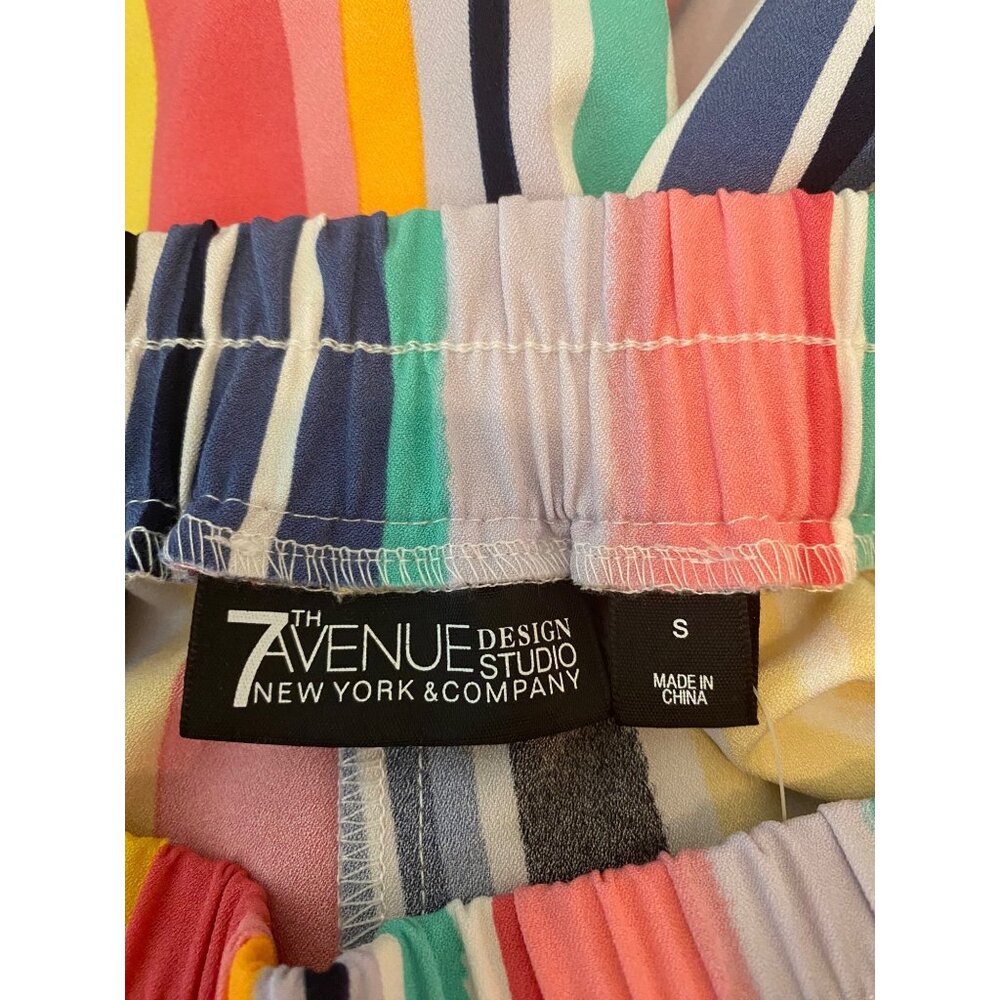 NEW NY & Co. Multicolored Striped Palazzo Pants Elastic Waist Small - Picture 4 of 11